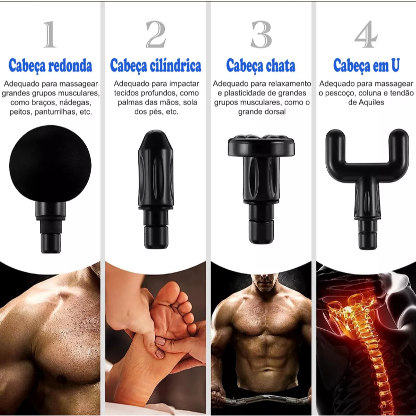 Massageador Elétrico Profissional Alta Frequência Portátil Muscular Massagem Pistola 110V/220V