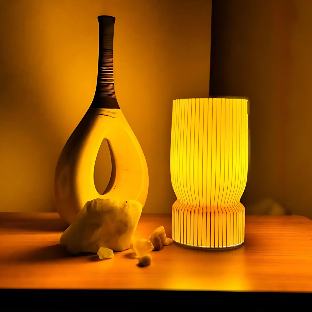 Luminaria Mesa Abajur Led Portátil ONDULADO RGB Decoracao Diversos Presente Quarto Casa Geometrica Minimal Lux