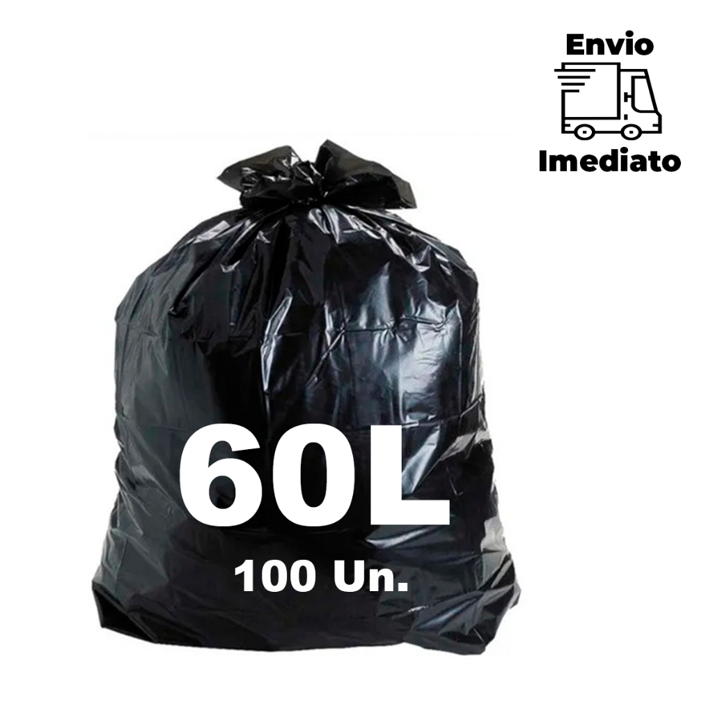 Saco Para Lixo 60L Preto C/ 100 Unidades Promocional em Oferta na Shopee