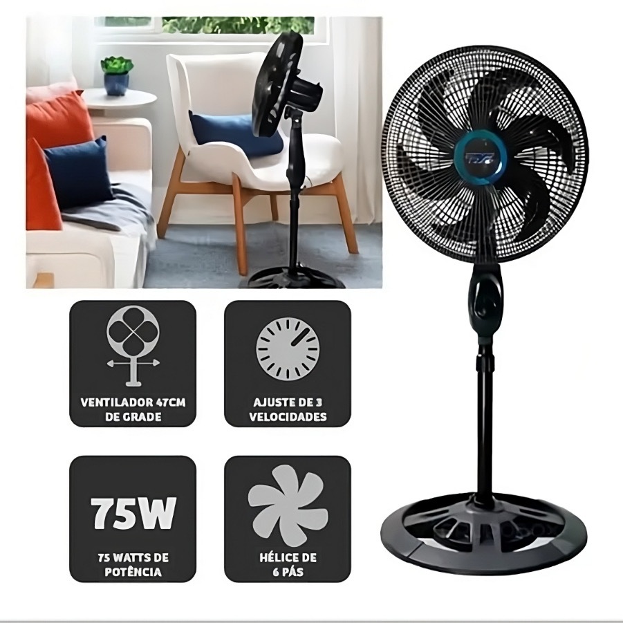 Ventilador Novo  Com Ajuste de Altura Ventilador de Pé Suporte - 110v/220v