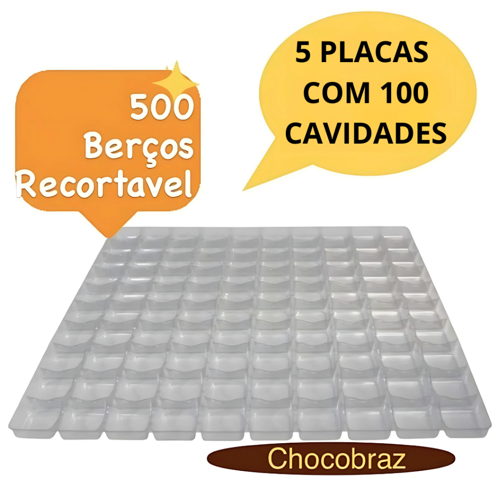 5 Placa Berço de Acetato para Doces - 5 x 100 cavidades recortável// em Oferta na Shopee