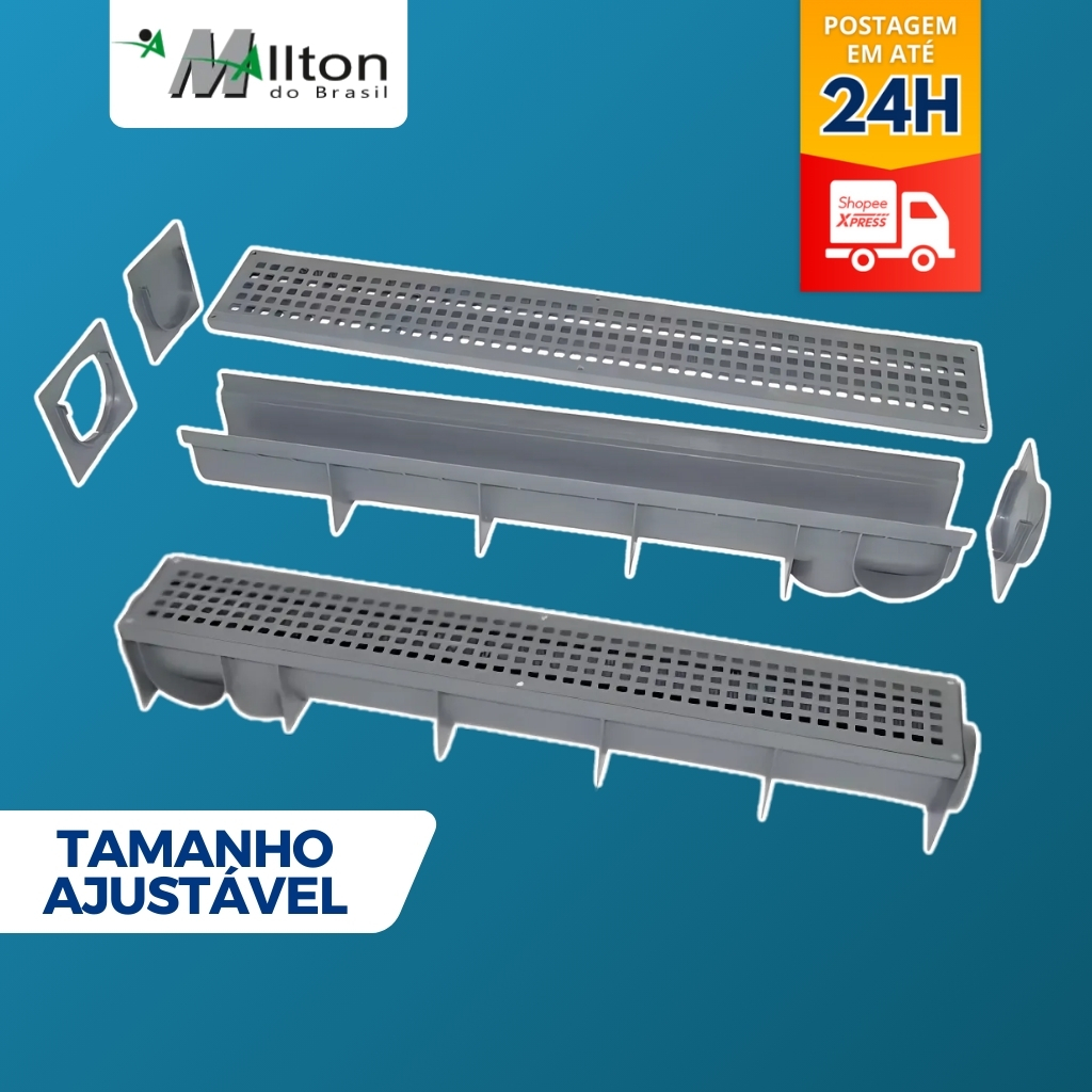 Ralo Linear Calha Para Piso Com Grelha Mallton 1,00x15cm
