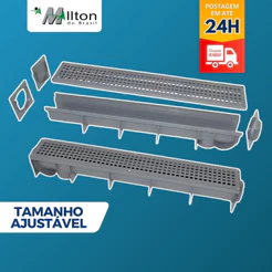 Ralo Linear Calha Para Piso Com Grelha Mallton 1,00x15cm