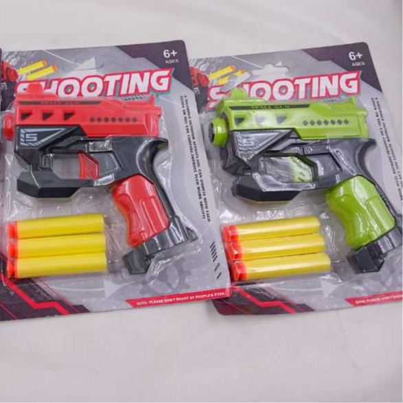 Pistola de Plástico Infantil NERF Lança Dardos com 3 Acessorios VERDE OU VERMELHA