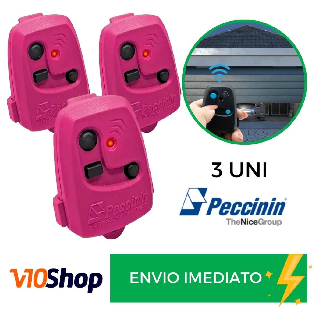 Kit 3 Controle Para Portão Tx 3c Rosa  Peccinin Nice Linear 433 Mhz - V10 SHOP em Oferta na Shopee
