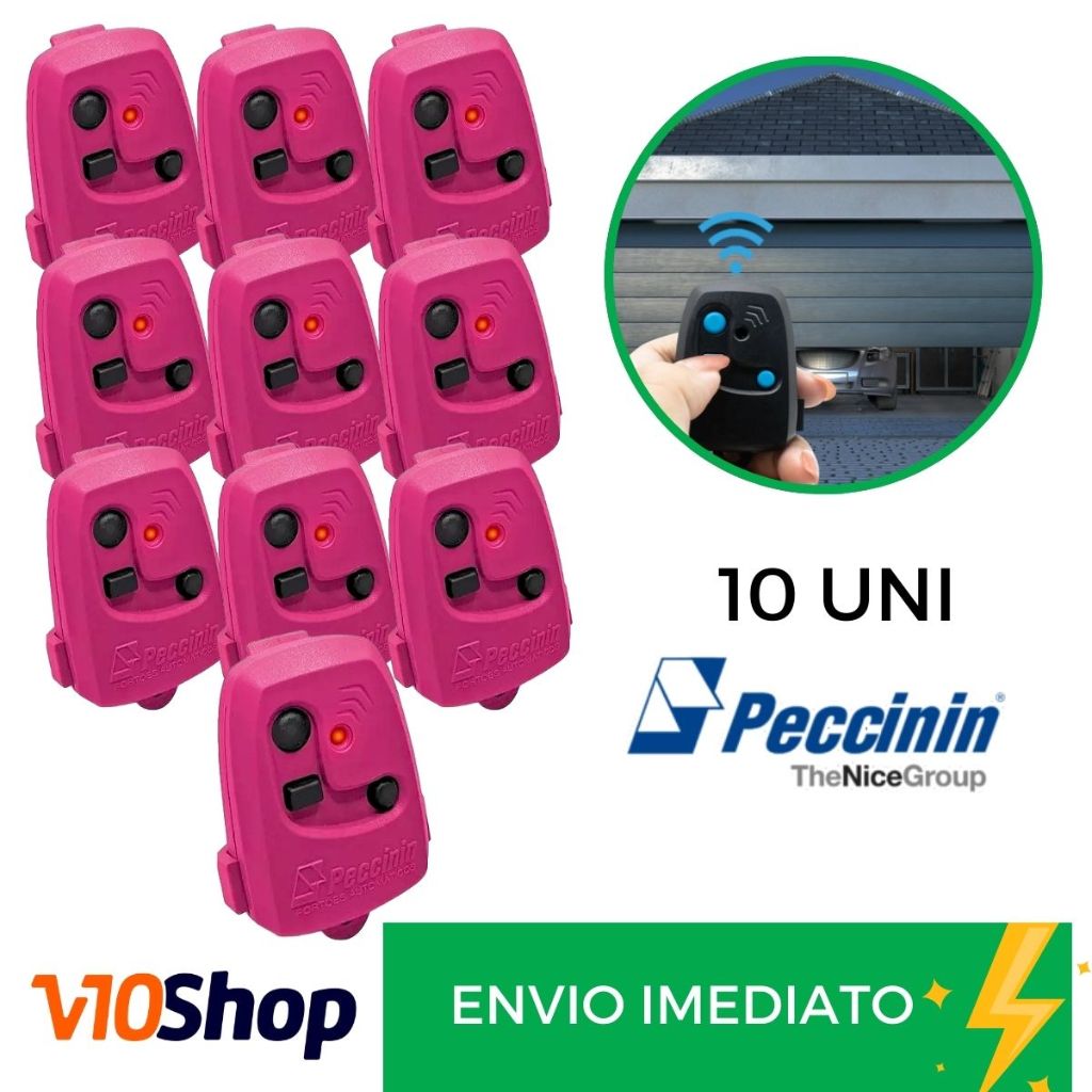 Kit 10 Controle para Portão Tx 3c Rosa Peccinin Nice Linear 433 Mhz - V10 Shop
