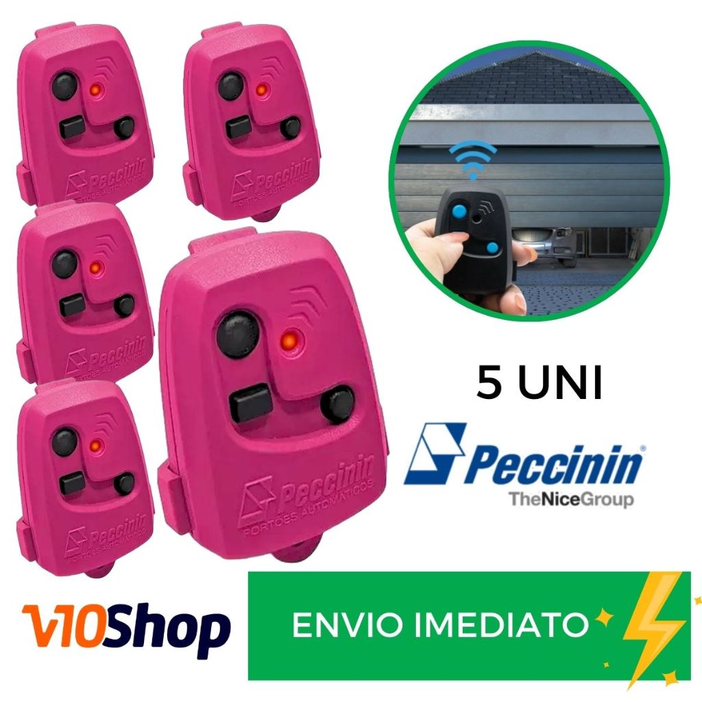 Kit 5 Controle para Portão Tx 3c Rosa Peccinin Nice Linear 433 Mhz - V10 Shop