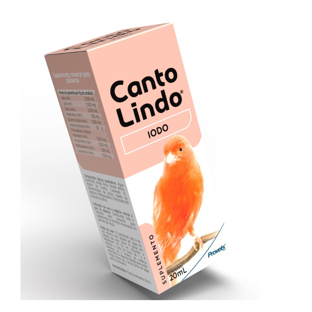 Cantolindo Iodo 20ml  - Muda De Pena Encruada Pássaros E Aves