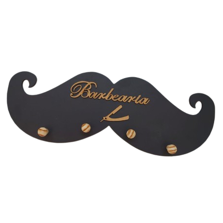 Cabideiro para Capas de Corte de Barbearias Modelo Bigode em MDF em Oferta na Shopee