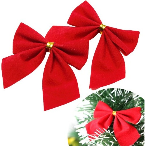 Kit 48 Laços Enfeites De Natal Veludo Glitter Decoração Arvore De Natal Lacinho Laço Vermelho