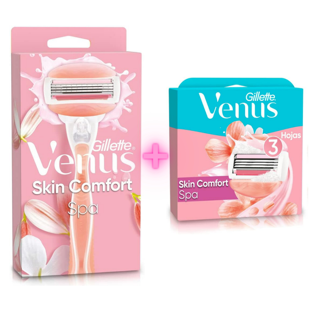 Kit Aparelho Depilatório Gillette Venus Skin Comfort Spa + Carga Venus Spa Com 2 Unidades