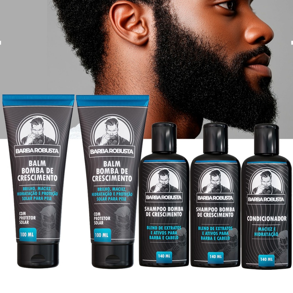 Kit Produtos Cuidados Para A Barba 2 Balm 2 Shampoo e 1 Condicionador