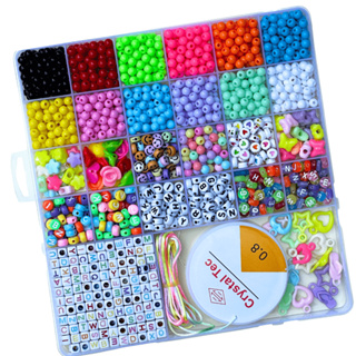 Kit Miçangas para Fazer Pulseira Infantil Colorida Bijuteria Colar Phone Strap 1800 pçs em Oferta na Shopee