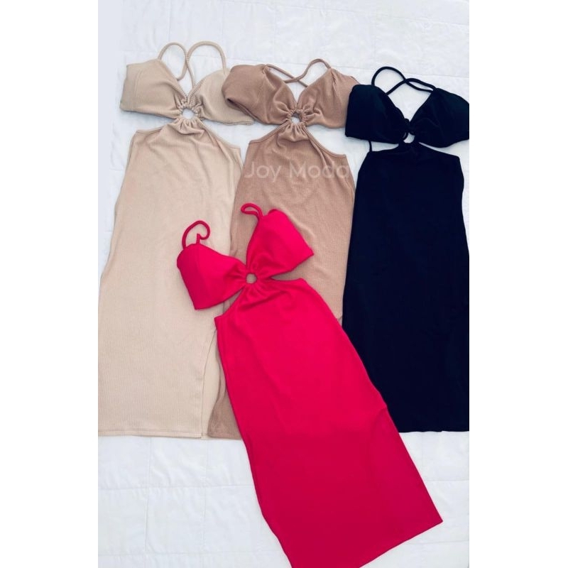 Vestido Midi Longo tecido anarruga Premium Feminino Argola e Bojo em Oferta na Shopee