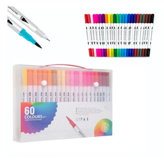 Kit Caneta Pen Brush Ponta Pincel Lettering Duas Pontas Ponta Pincel Lettering Canetinha em Oferta na Shopee