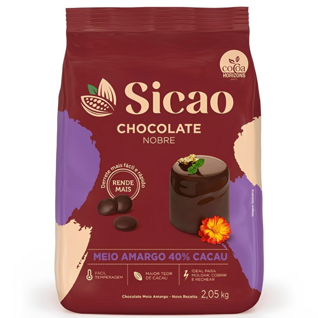 Gotas Chocolate Nobre Meio Amargo 40% Cacau 2,05kg Sicao
