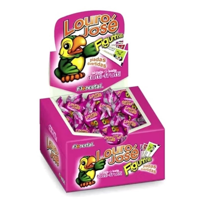 Chicle Chicletes Louro José Caixa 140g Diversos Sabores Florestal (Tutti Frutti, Hortelã)