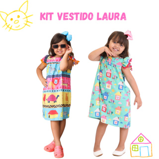 Kit 2 Vestidos Infantil Festa Luxo Vestidos Bordados Kit Vestidos Menina Estampado Colorido Floral em Oferta na Shopee