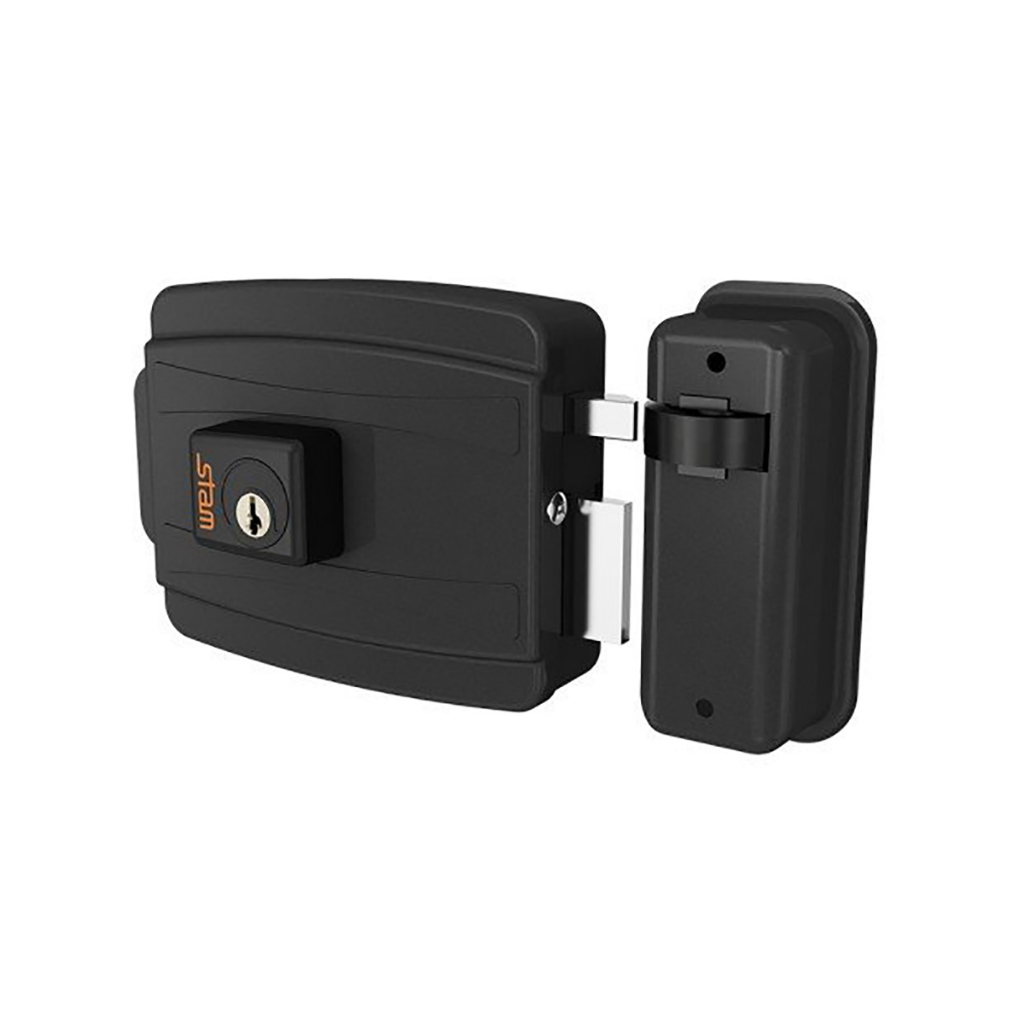 Fechadura Eletrica 12v Cilindro 40mm Preto Fosco Stam - Home & Living