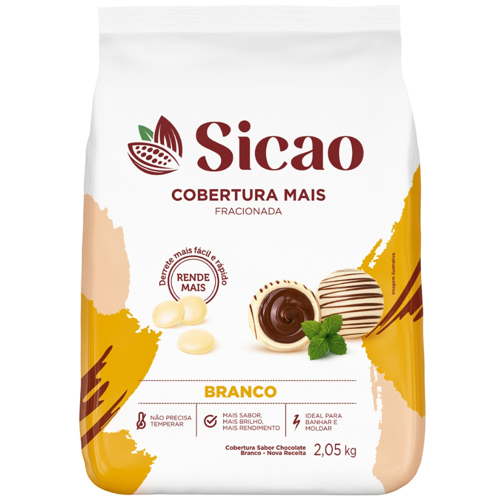 Gotas Chocolate Cobertura Mais Branco 2,05kg Sicao em Oferta na Shopee