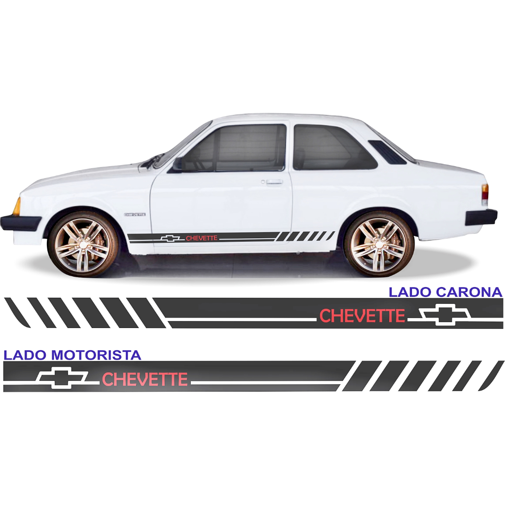 acessorios chevrolet chevette faixas lateral adesivos par
