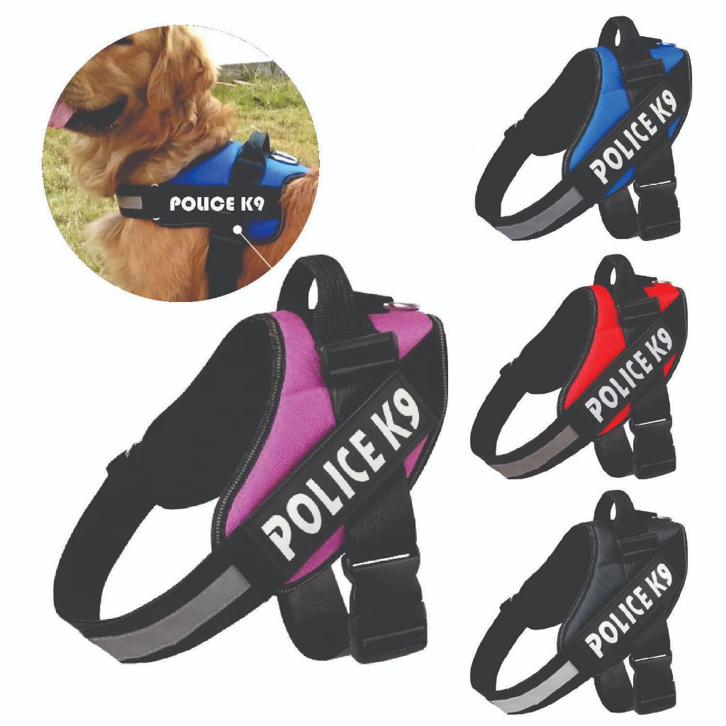 Peitoral Para Cachorro PP, P, M, G, GG, XGG Porte Grande Médio e Pequeno Colete Refletivo K9 Police em Oferta na Shopee