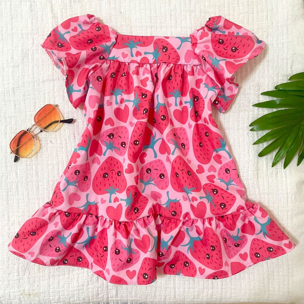 Vestido Infantil Princesinha Estampado Tecido Rodadinho com Manguinha