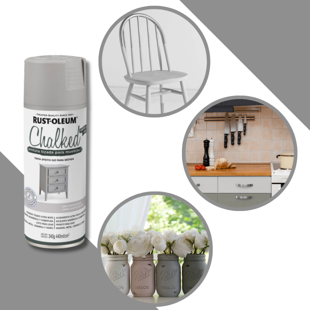 Tinta Spray Chalked Efeito Giz Cinza Envelhecido Rust Oleum em Oferta na Shopee