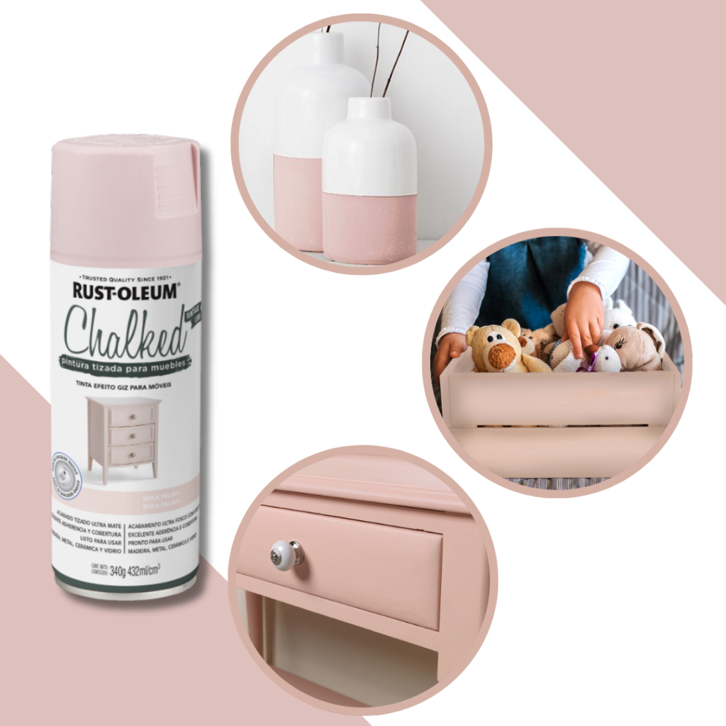 Tinta Spray Chalked Efeito Giz Rosa Pálido Rust Oleum