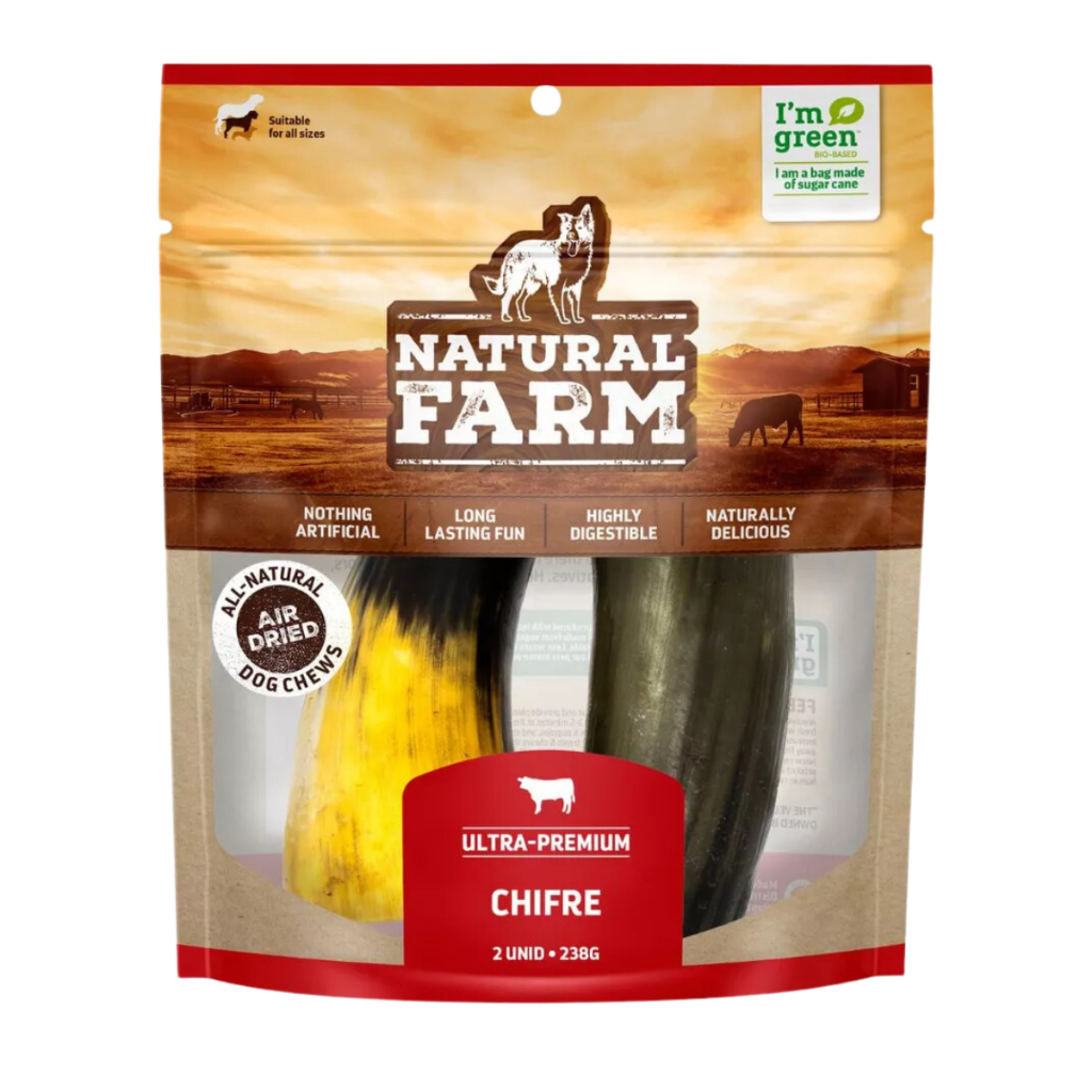 Chifre Desidratado Bovino Pacote 2 unidades Natural Farm 238g