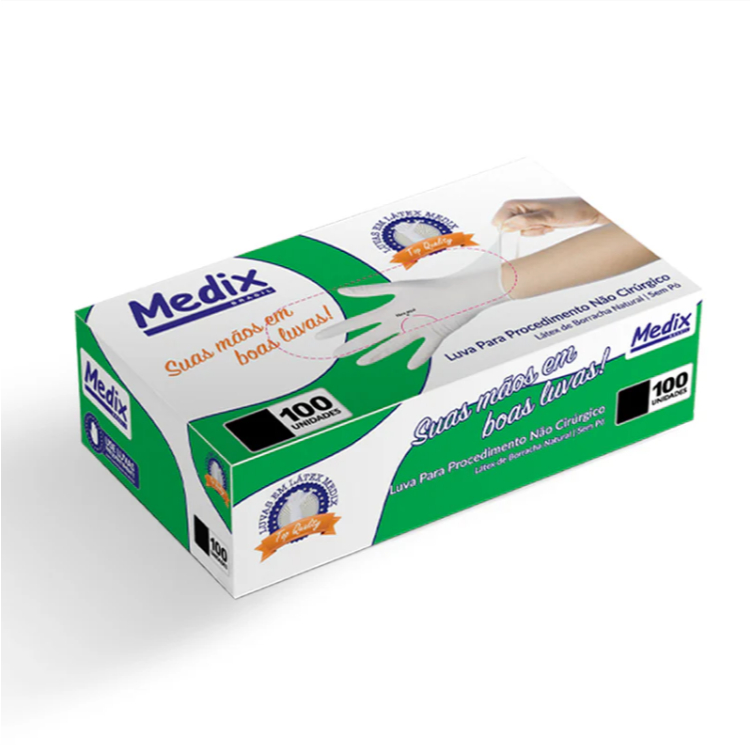 Luva Látex Sem Pó Medix Brasil - Caixa com 100 uni em Oferta na Shopee