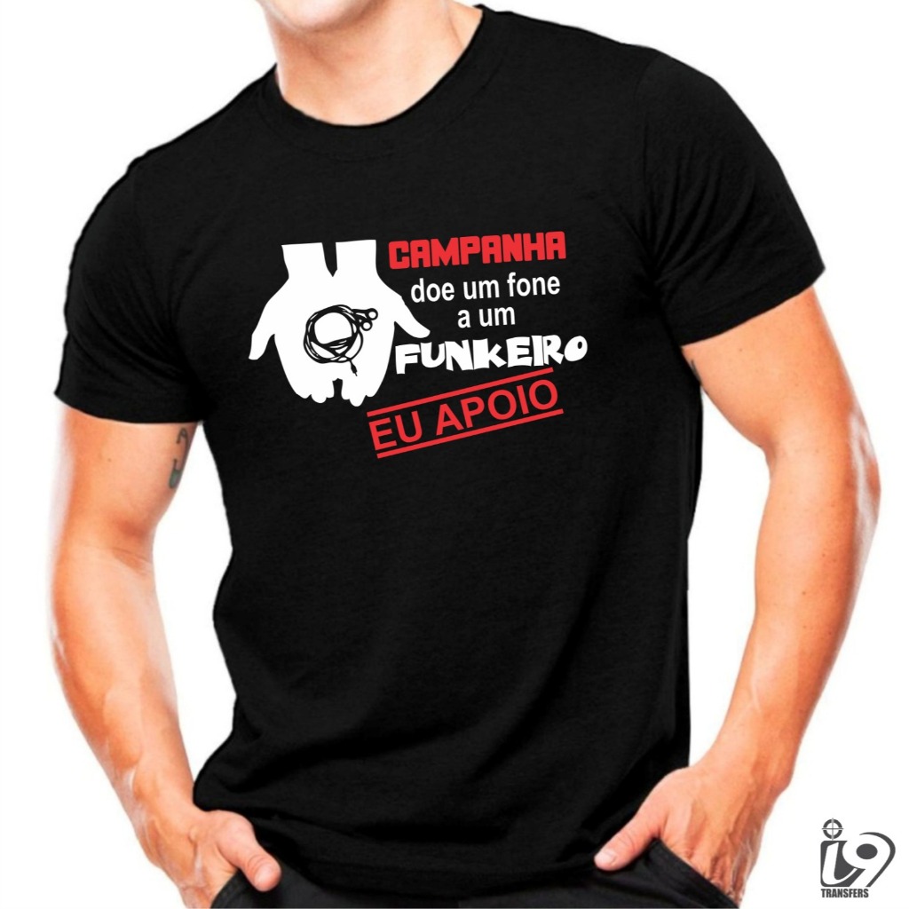 Camiseta Camisa Engraçada Fone Funkeiro Estampada Leve Macia Confortável 100% Algodão