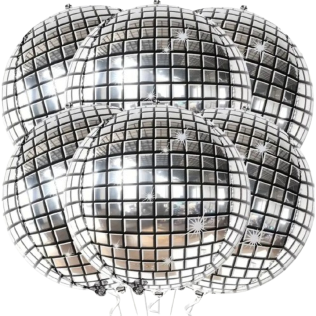 Kit com 5 Unidades de Balão Globo Discoteca 4d Metalizado Balada - 24 Polegadas Festa