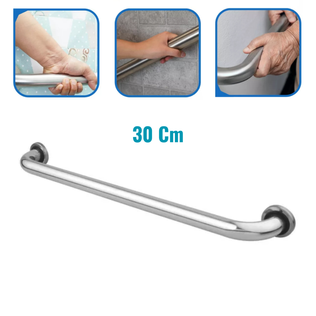 Alça Barra De Apoio Aço Inox Alumínio 30Cm Idoso Deficiente SUPORTE Parede CORRIMAO BANHEIRO em Oferta na Shopee