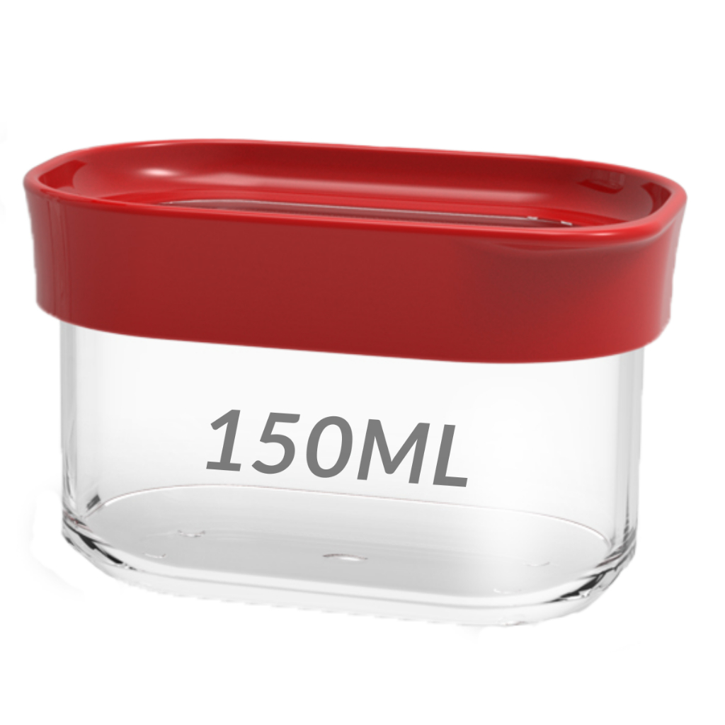 Pote Hermético 150ml Vermelho para Temperos Especiarias Doces Empilhável de Cozinha Dispensa Armário