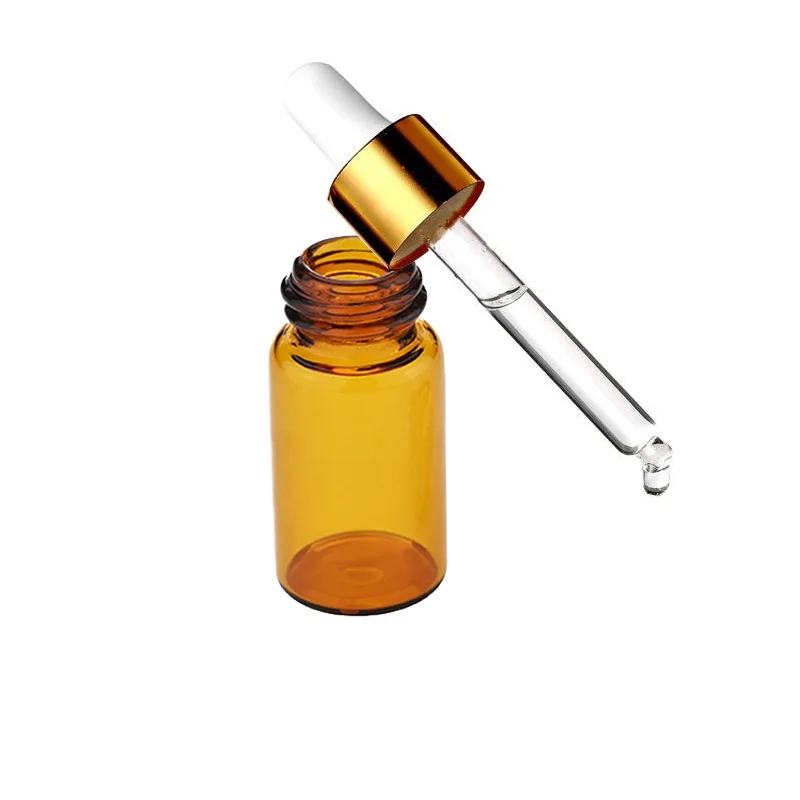 Kit 02 Frascos Âmbar Vidro 10ml Conta Gotas Dourado