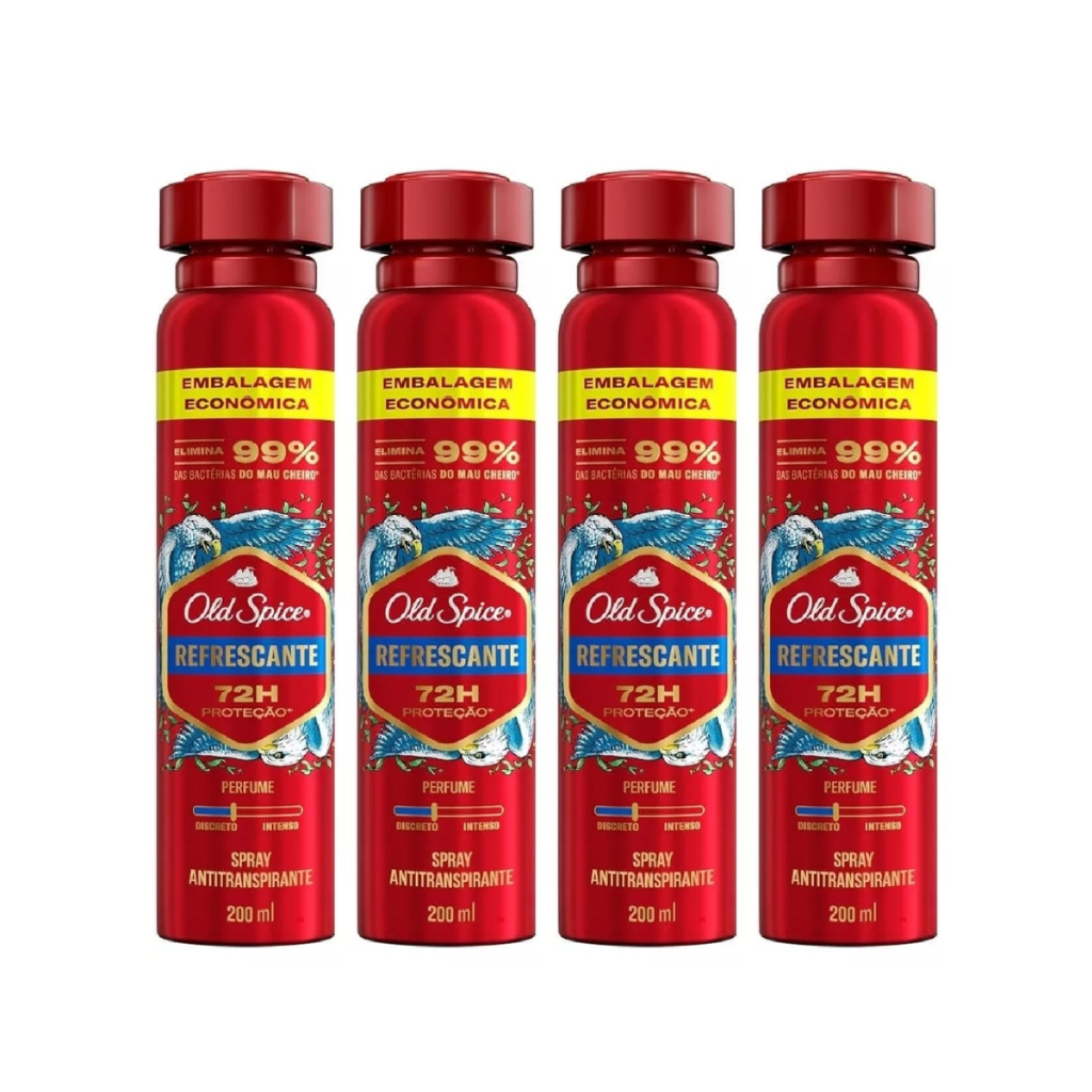 Desodorante Spray Antitranspirante Old Spice Refrescante 200ml/124g - 4 unidades