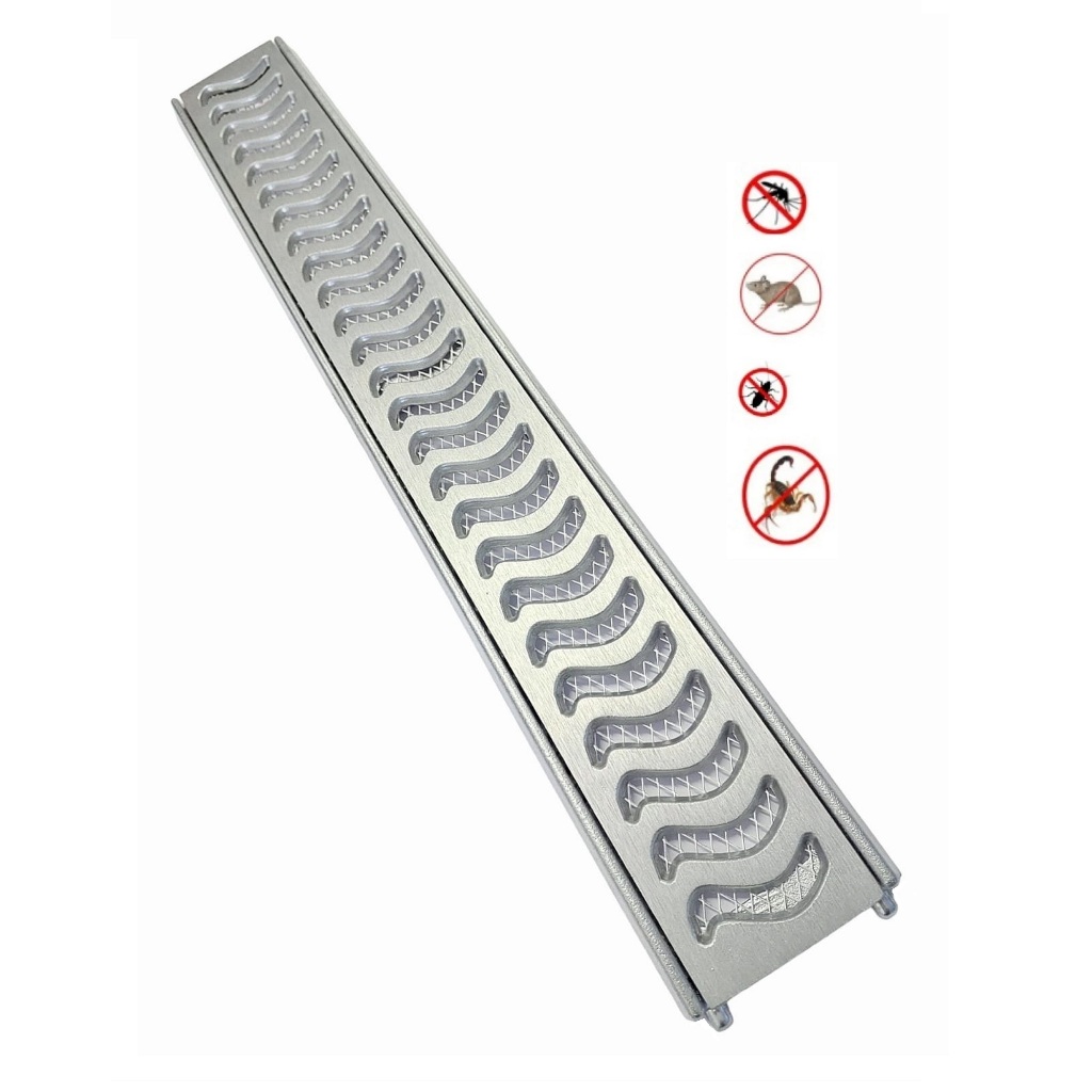 Ralo Grelha Linear Elite 8x300cm Alumínio com Aro e Tela anti Insetos (6 peças 8x50cm)