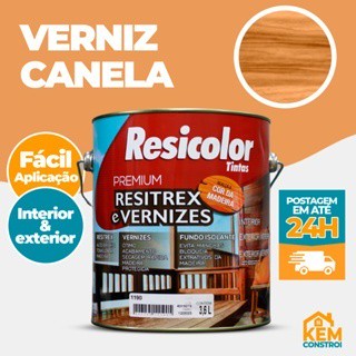 Verniz Proteção para Madeira Brilhante Tingidor Resitrex Galão Cor Canela 900ML/3,6L Resicolor em Oferta na Shopee