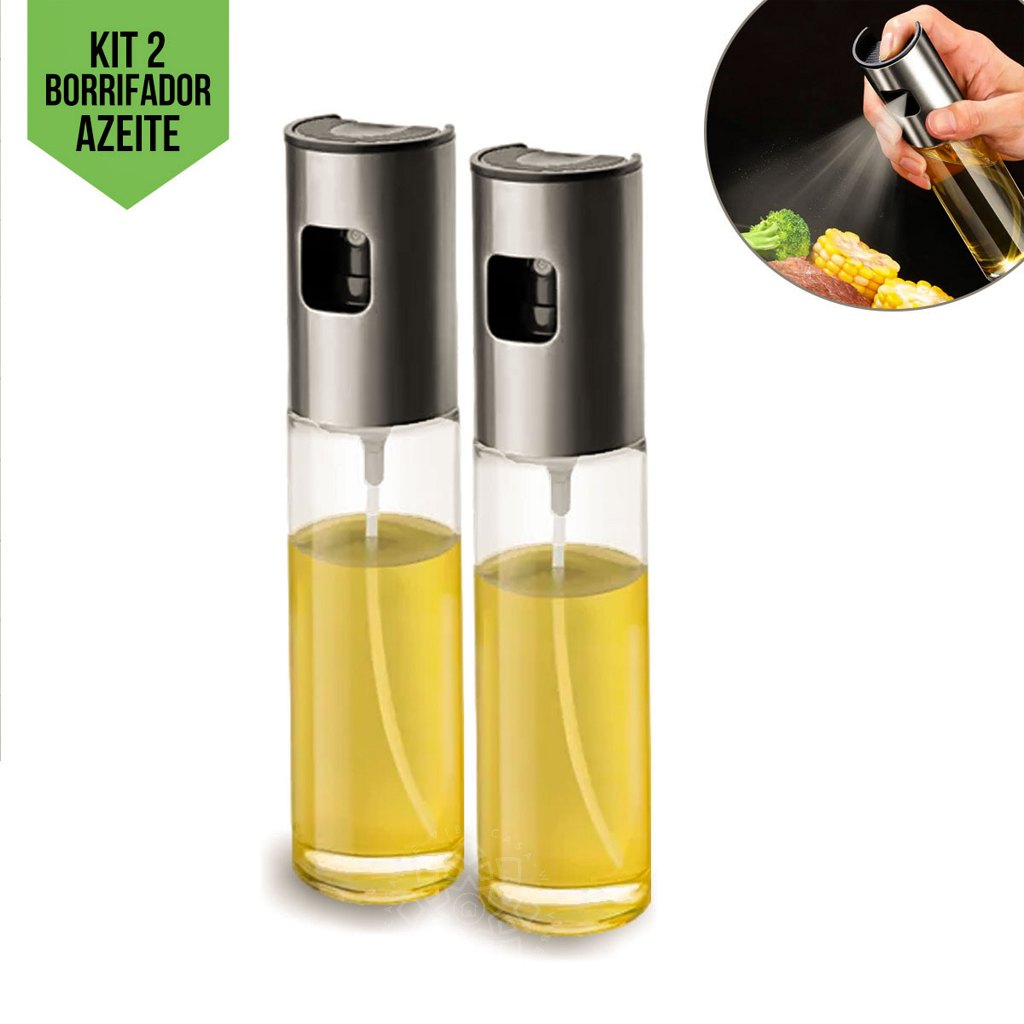 Kit 2 Pulverizador Azeite Vinagre Spray 100ml Borrifador Galheteiros Premium Culinário