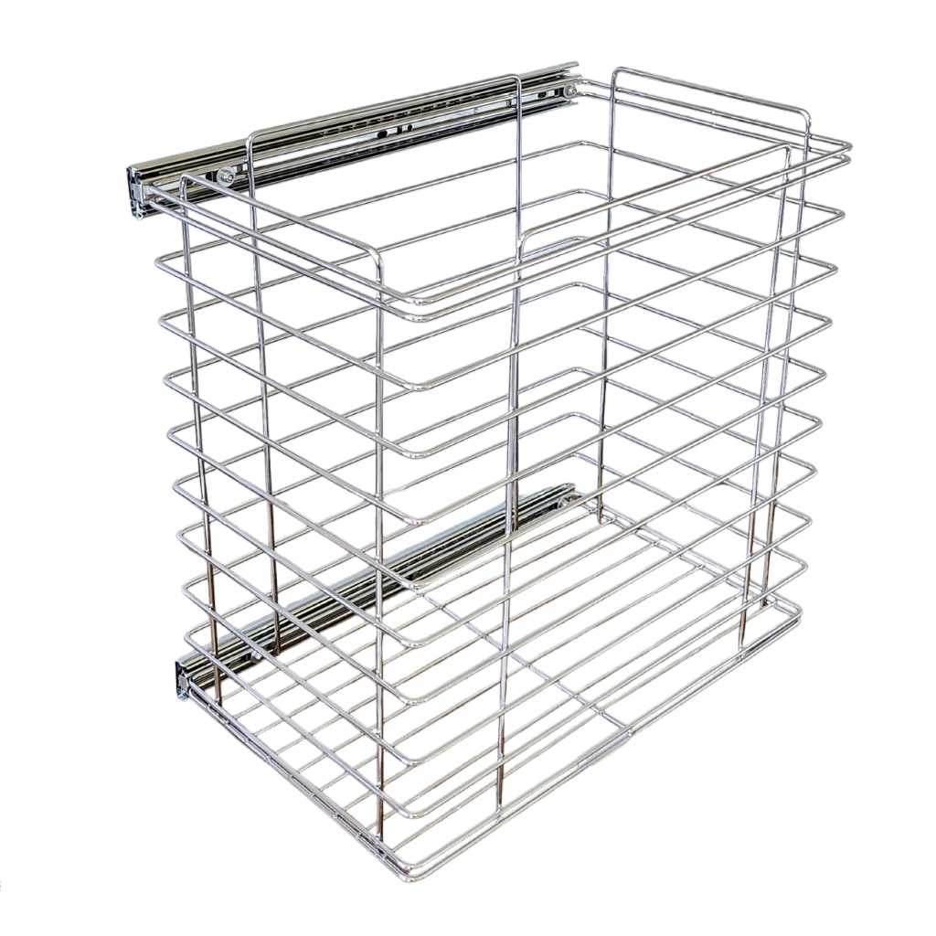 Tulha Deslizante Aramada / Cesto de Roupas Sujas com Trilhos Telescópicos Fixação Lateral - 30cm/50 Litros