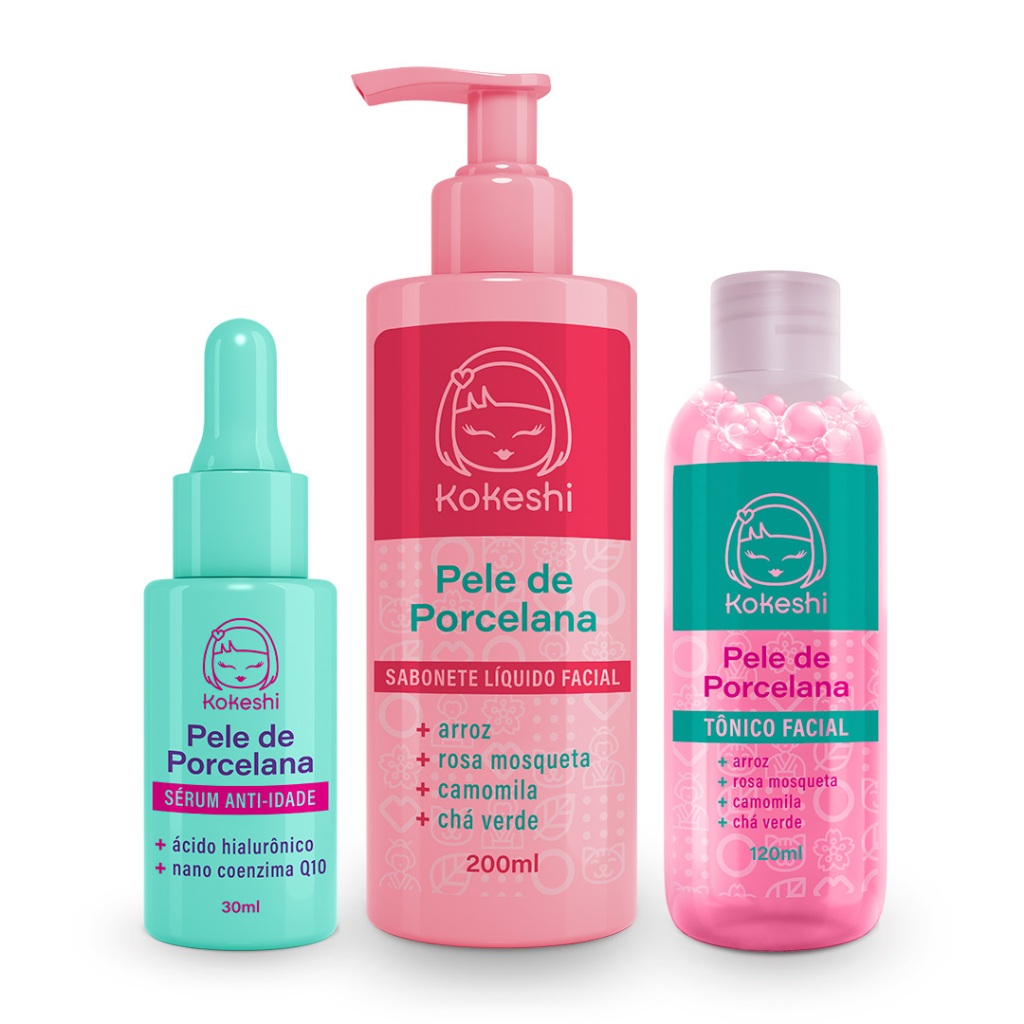 Kit Antissinais Pele de Porcelana Kokeshi Sérum Anti-idade Pele Firme e Reduz Linhas de Expressão