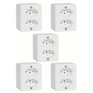 Kit 5 Tomadas Duplas 10a 250v 2p+t Linha Box Ilumi - 63120 em Oferta na Shopee