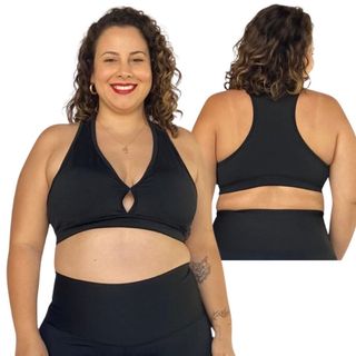 Top Nadador Fitness Plus Size Feminino Academia com Bojo Não Quebra Alta Sustentação Curve