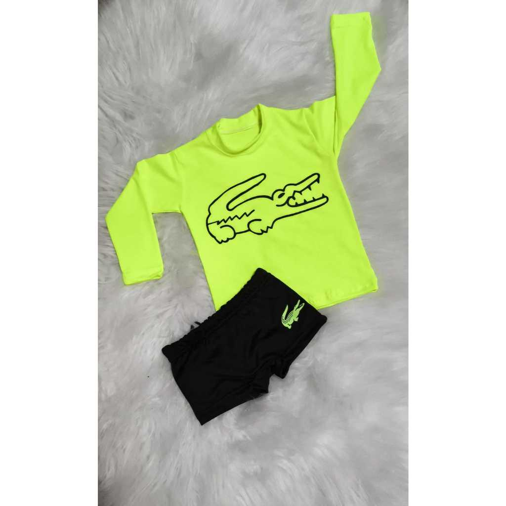 Conjunto de Praia Menino Infantil Segunda Pele/Proteção UV Kit Blusa + Sunga Pronta Entrega em Oferta na Shopee