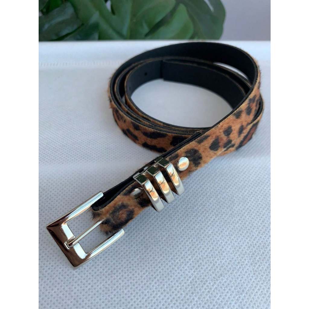 Cinto Fino Feminino fivela quadrada passante triplo prata ana — imagem 2 de 2