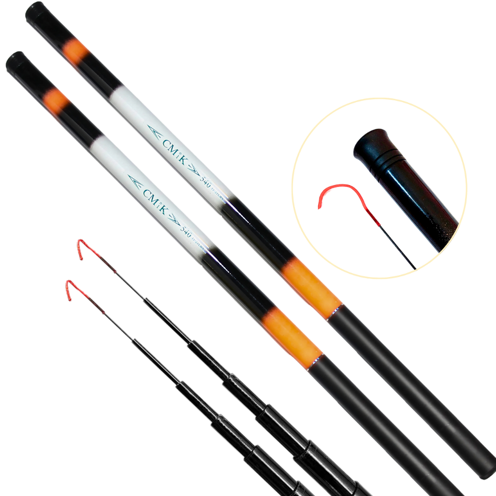 Kit 2 Vara de Pesca Telescopica 3,00 mts e 3,6 mts 40% Carbono - Cmik