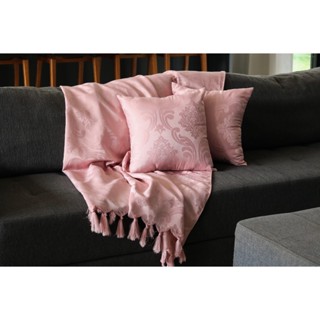 Xale Manta Sofá Jacquard Rose 1,80mx1,40m com 2 capas de almofada