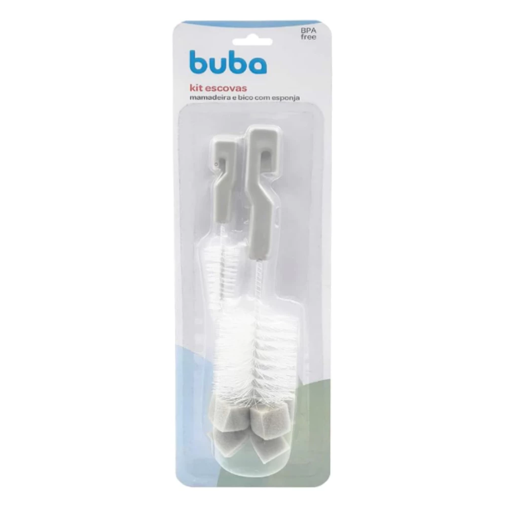 Kit Escova Mamadeira e Bico Buba Com Bucha Esponja Kit Escovas Para Limpeza De Mamadeira E Bico