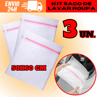 KIT 3 Saco Para Lavadora De Roupas Com Ziper Para Roupas Delicadas Multiuso Envio Rápido em Oferta na Shopee